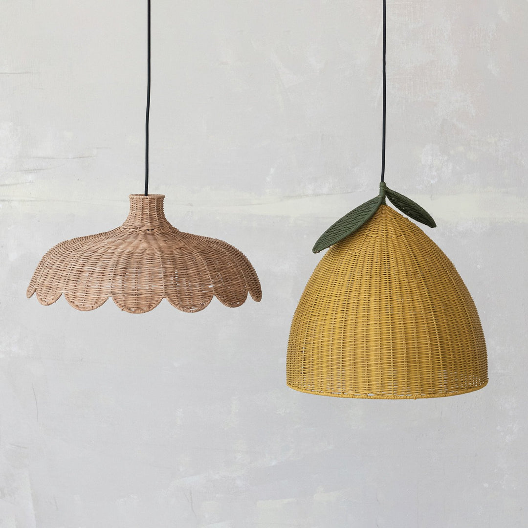 Scalloped Rattan Pendant