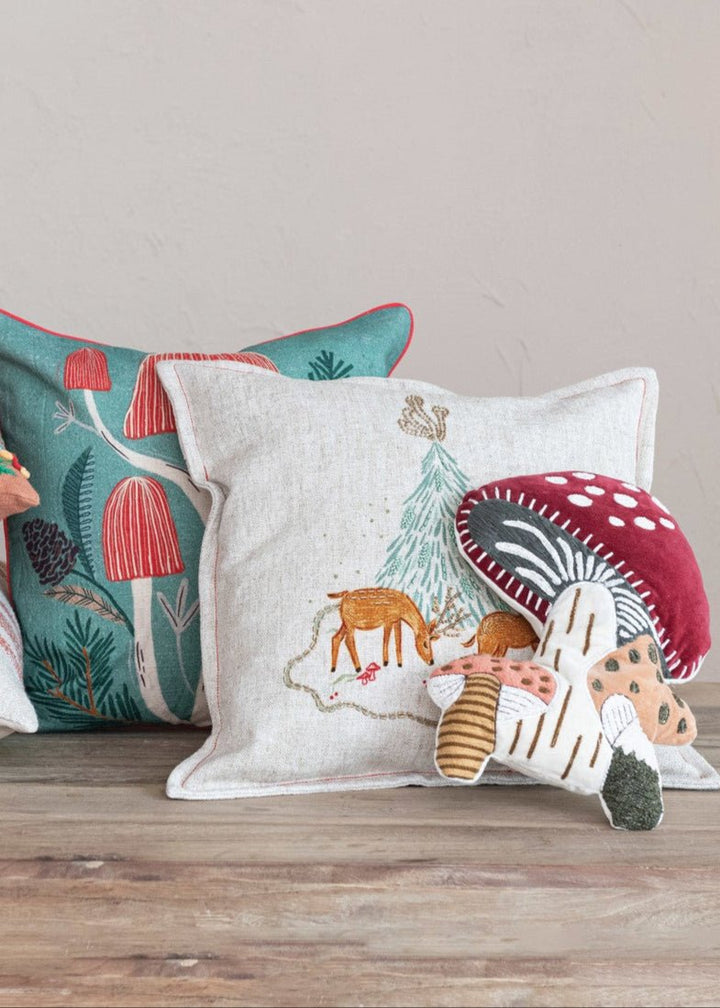 Embroidered Deer Pillow - Clementine Home Floral Gift