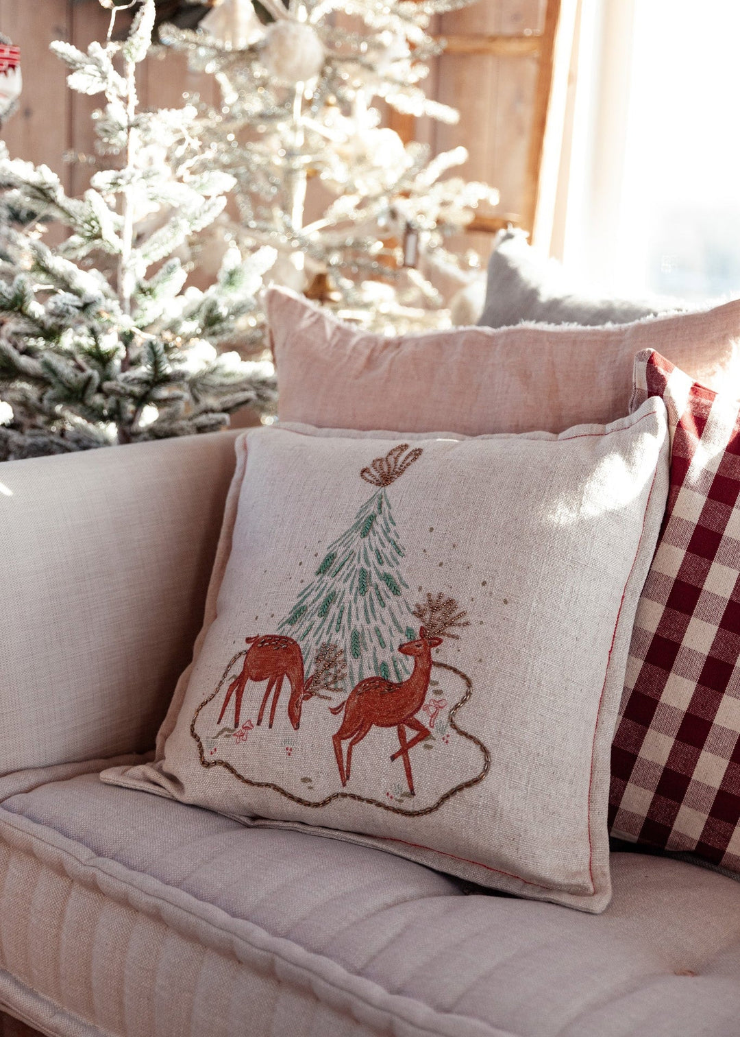 Embroidered Deer Pillow - Clementine Home Floral Gift