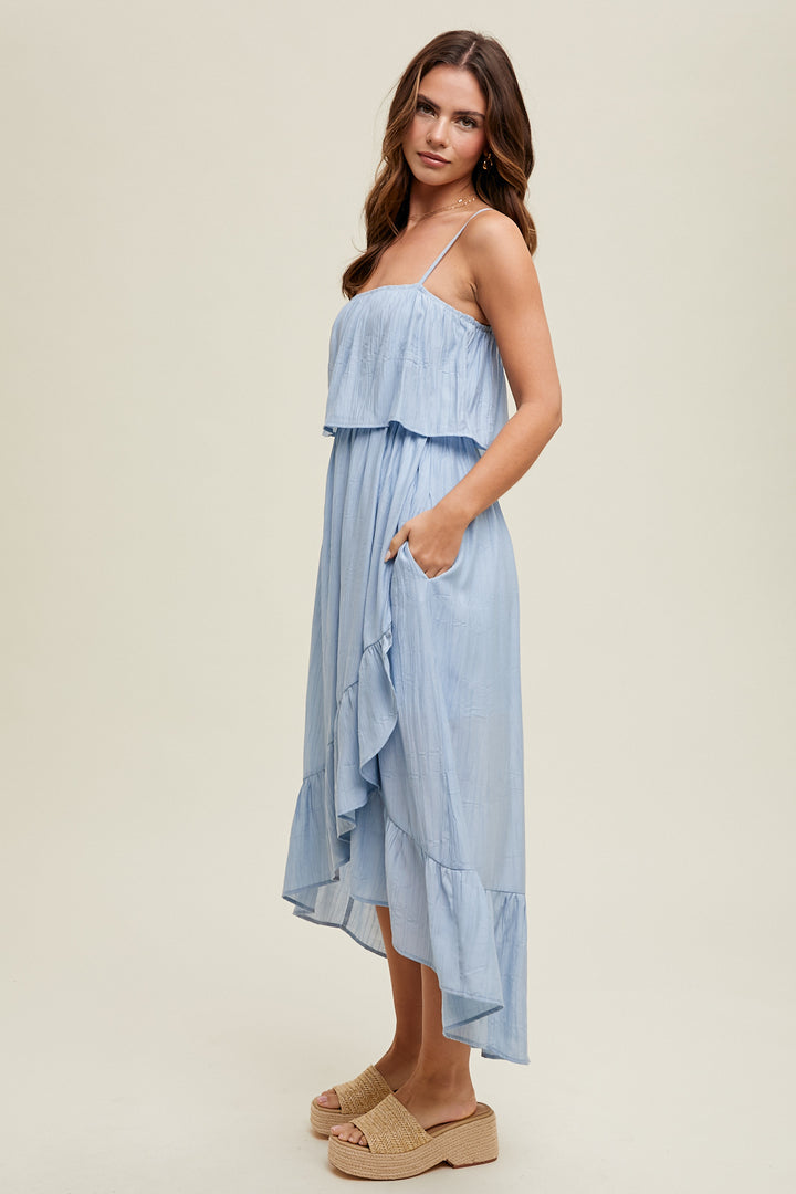 Asymmetrical Hi-Low Dress - Sky Blue