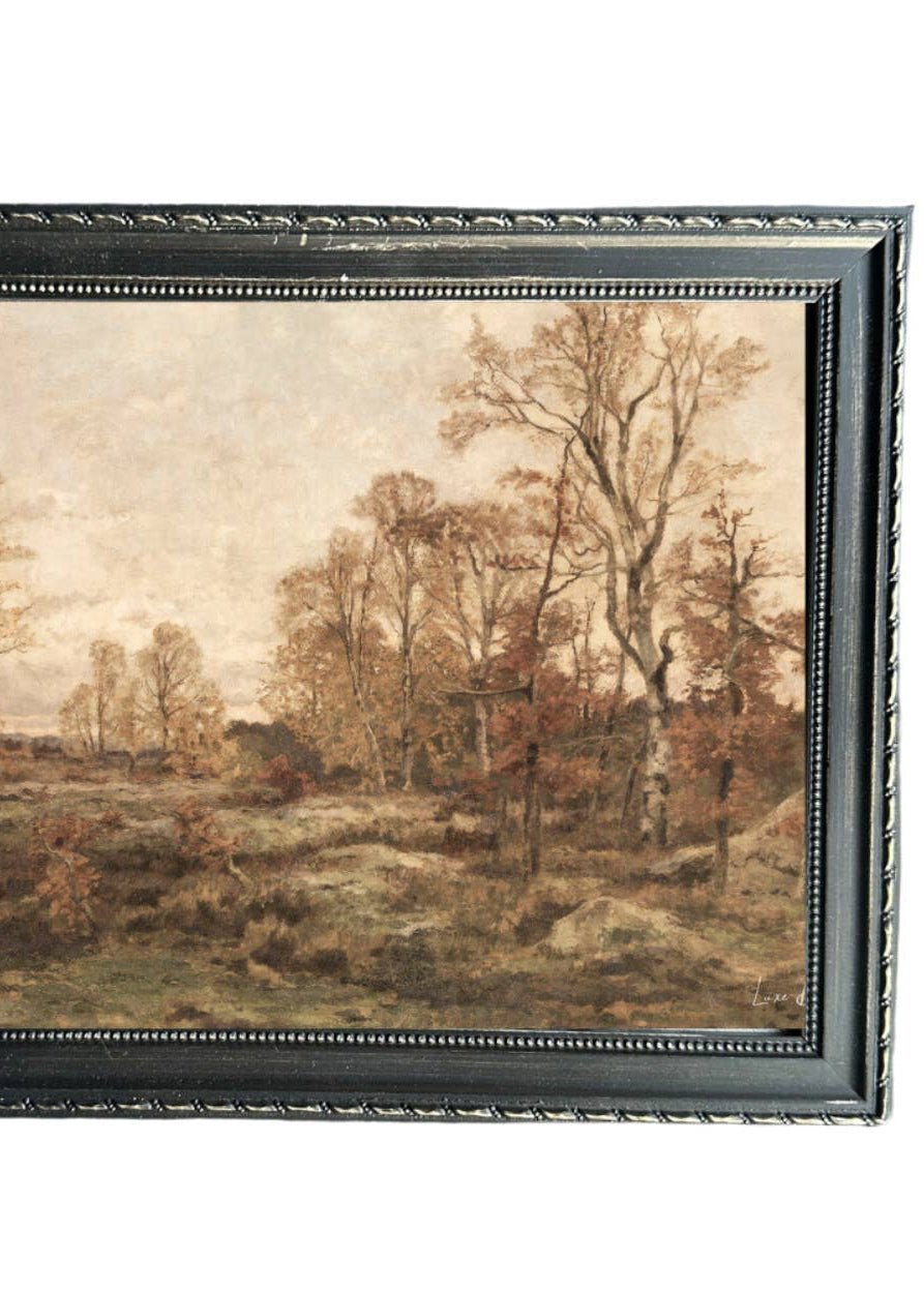 Fall Landscape | French Country Black Framed Art – 12” x 16” - Clementine Home Floral Gift