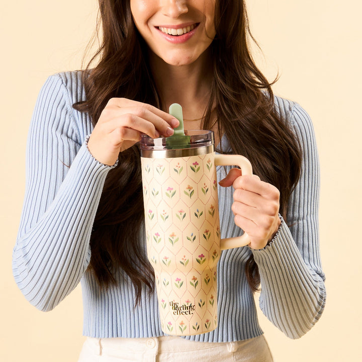 Flip Straw Tumbler 40 oz - Clementine Home Floral Gift