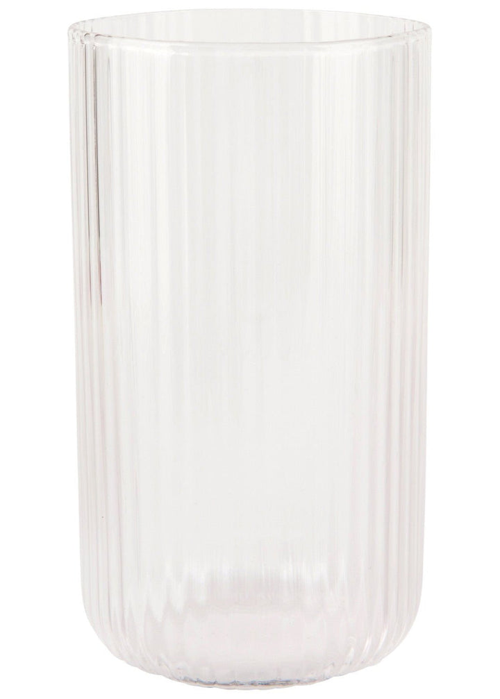 Fluted Drinking Glass, Set of 2 - Clear - Clementine Home Floral Gift