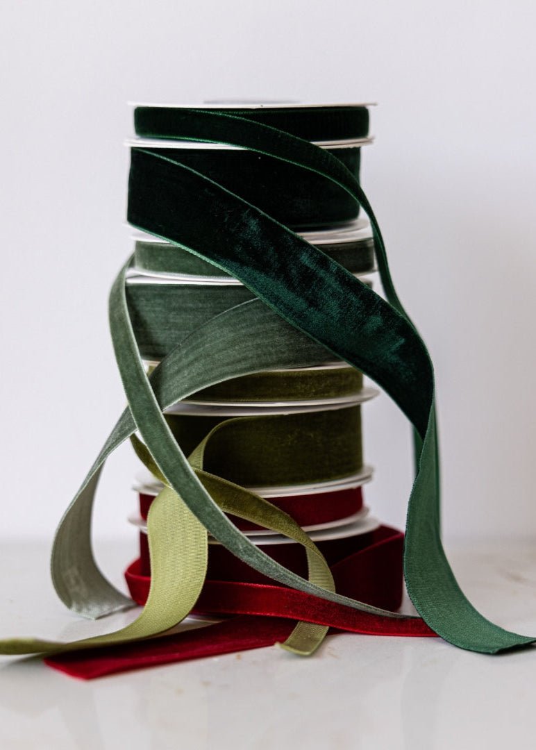 Forest Green Velvet Ribbon - Clementine Home Floral Gift
