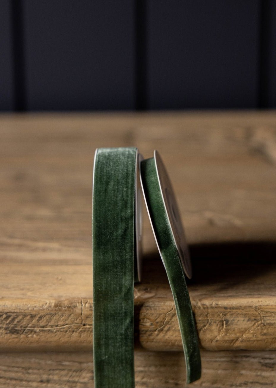 Forest Green Velvet Ribbon - Clementine Home Floral Gift