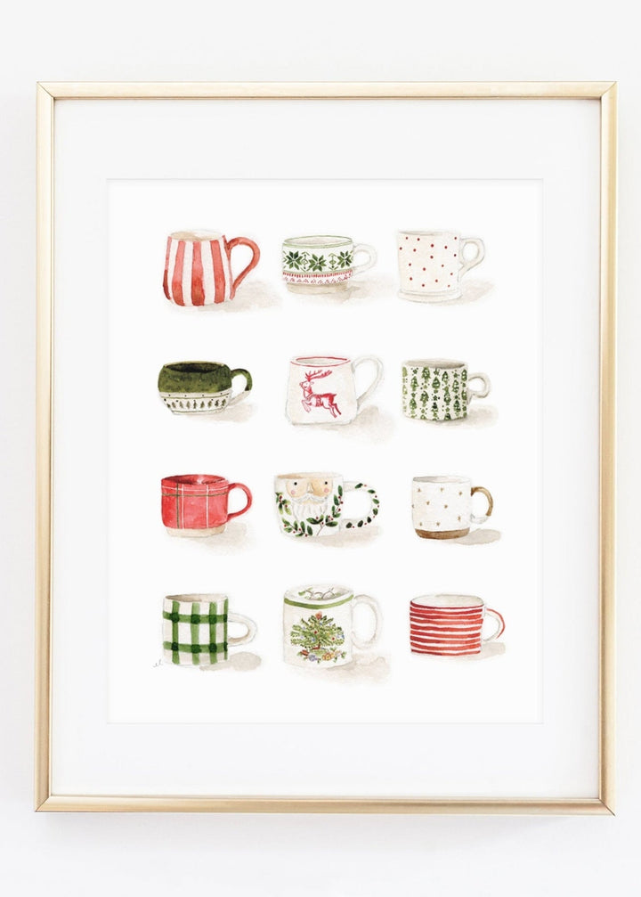 Framed Christmas Mugs Art Print - Clementine Home Floral Gift