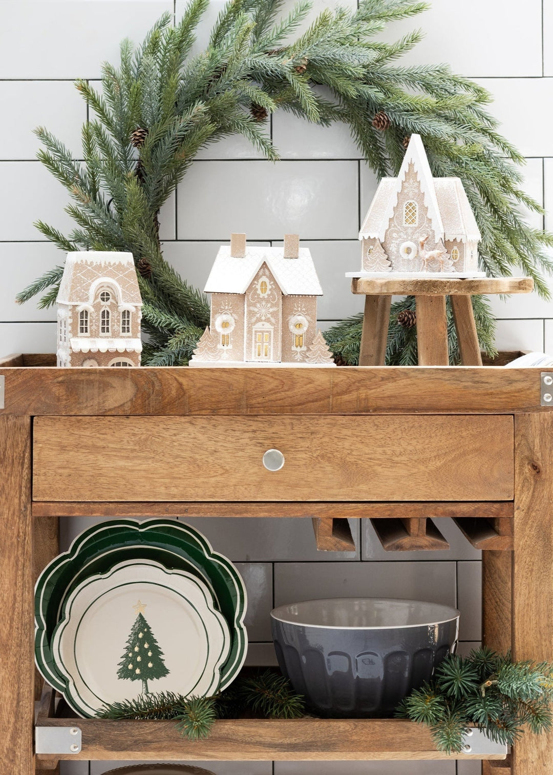 Gingerbread Glitter Village, Set of 3 - Clementine Home Floral Gift