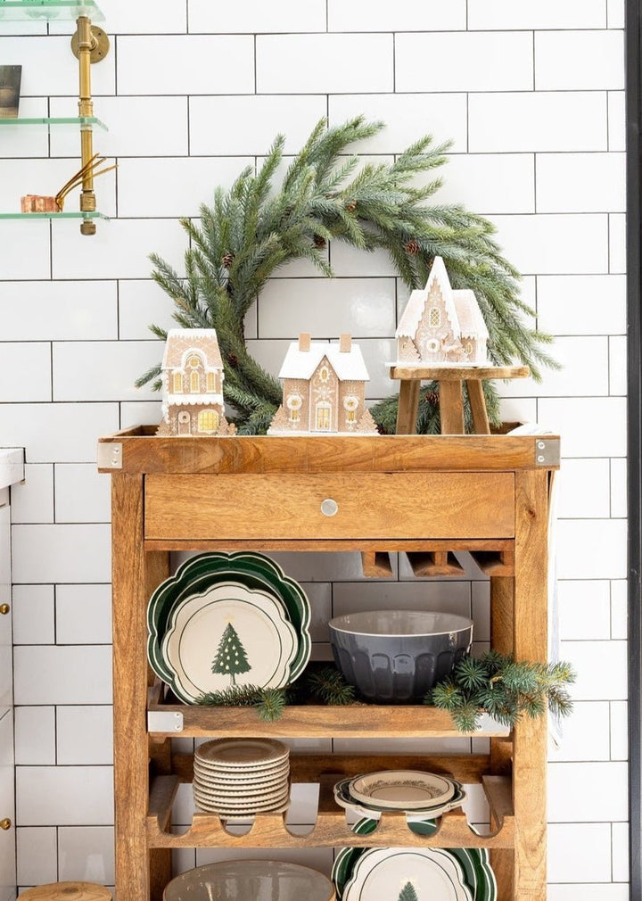 Gingerbread Glitter Village, Set of 3 - Clementine Home Floral Gift