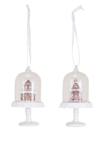 GINGERBREAD HOUSE Cloche ORNAMENT - Clementine Home Floral Gift