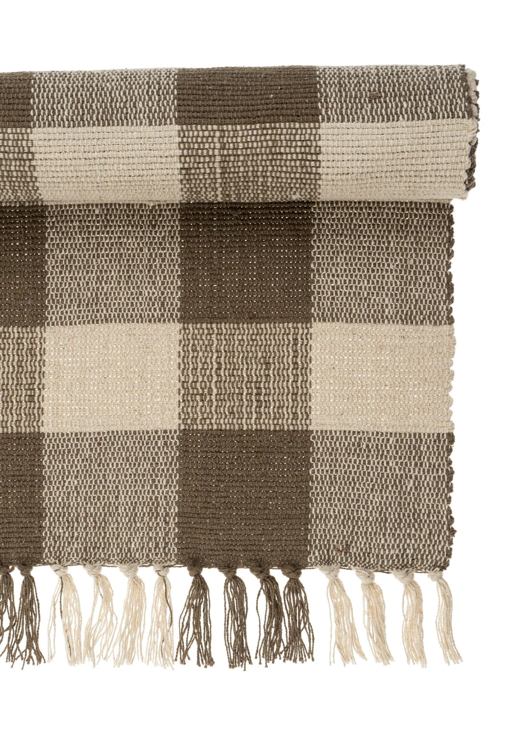 Gingham Table Runner – Greige - Clementine Home Floral Gift