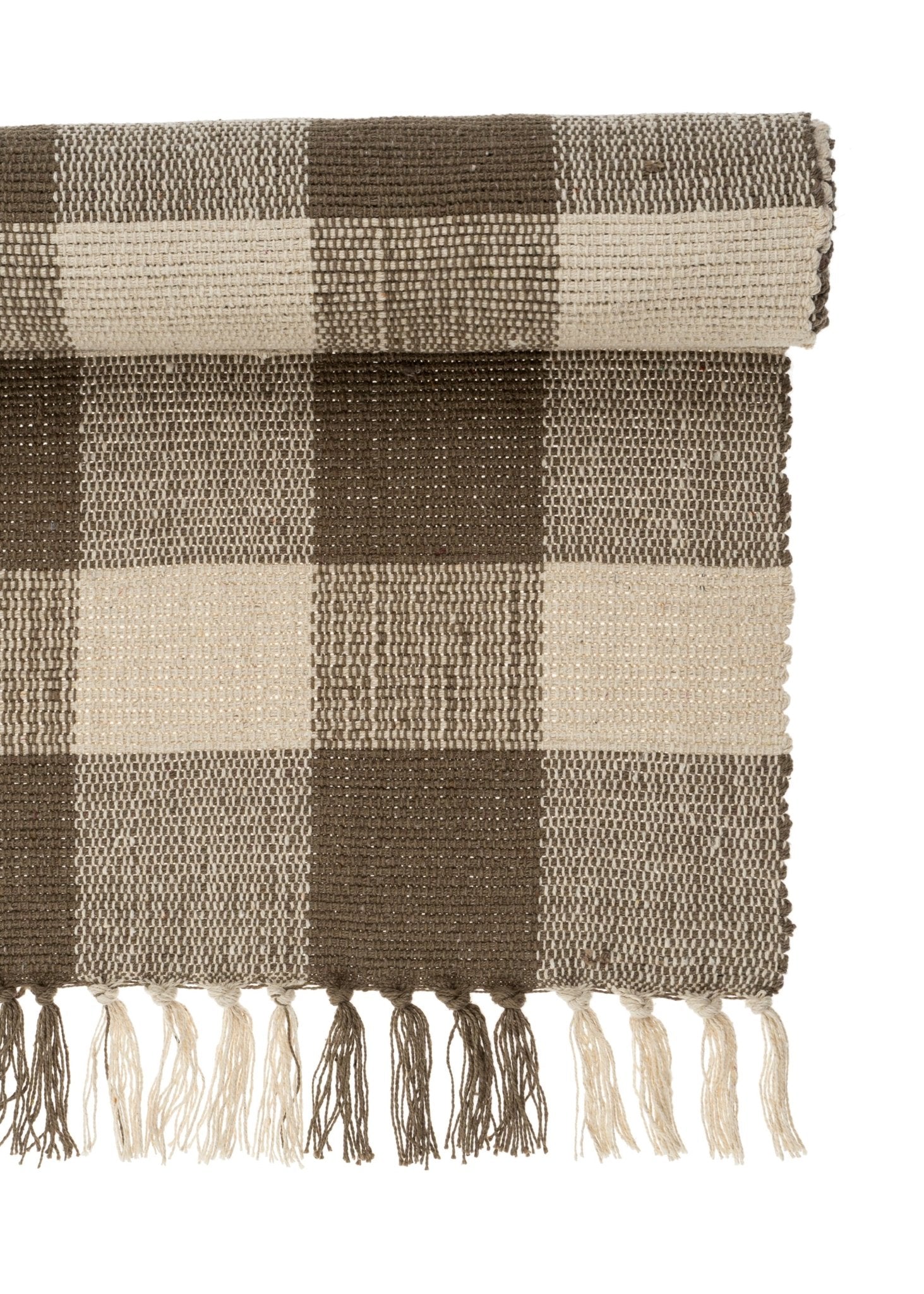 Gingham Table Runner – Greige - Clementine Home Floral Gift