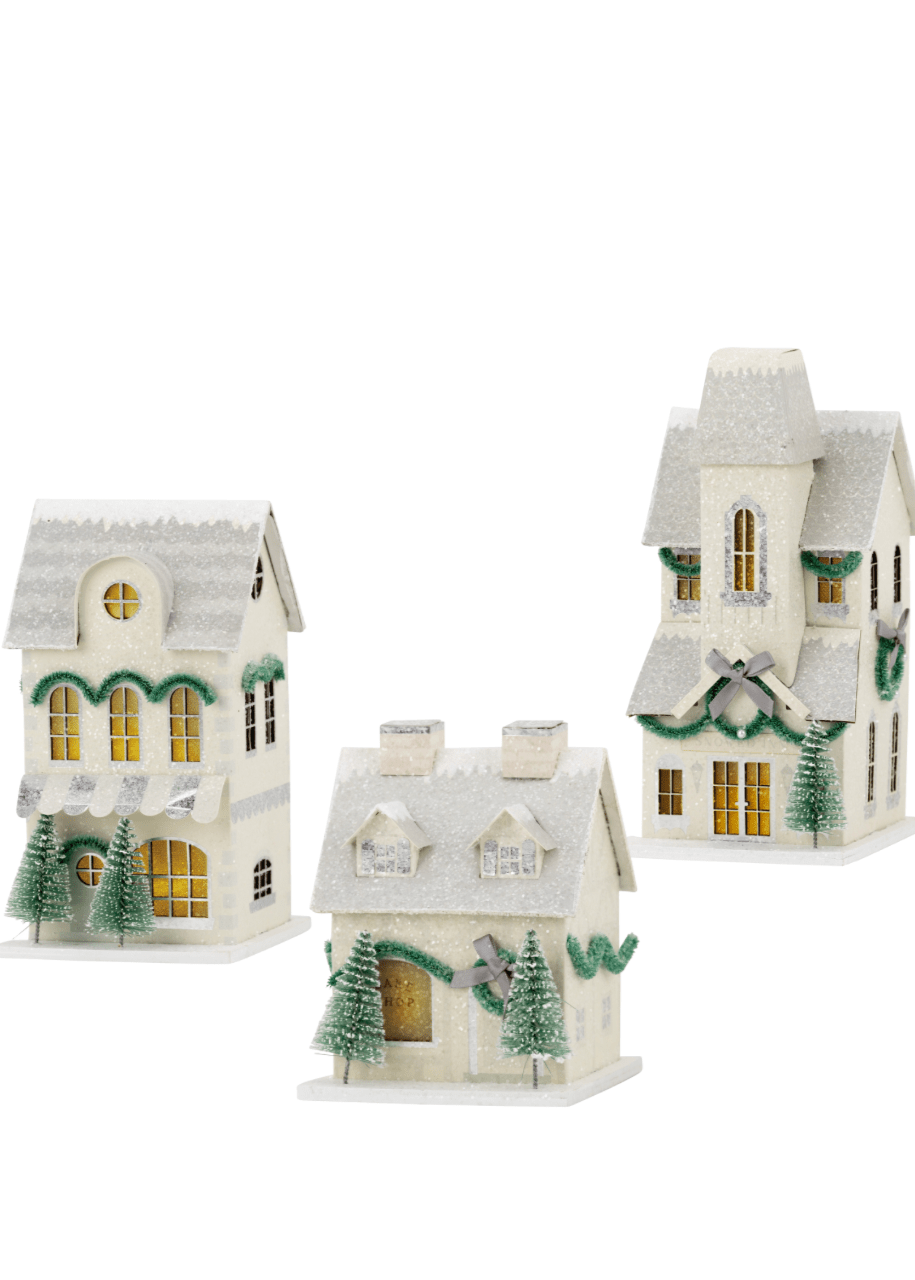 Glitter Christmas Village - Winter - Clementine Home Floral Gift