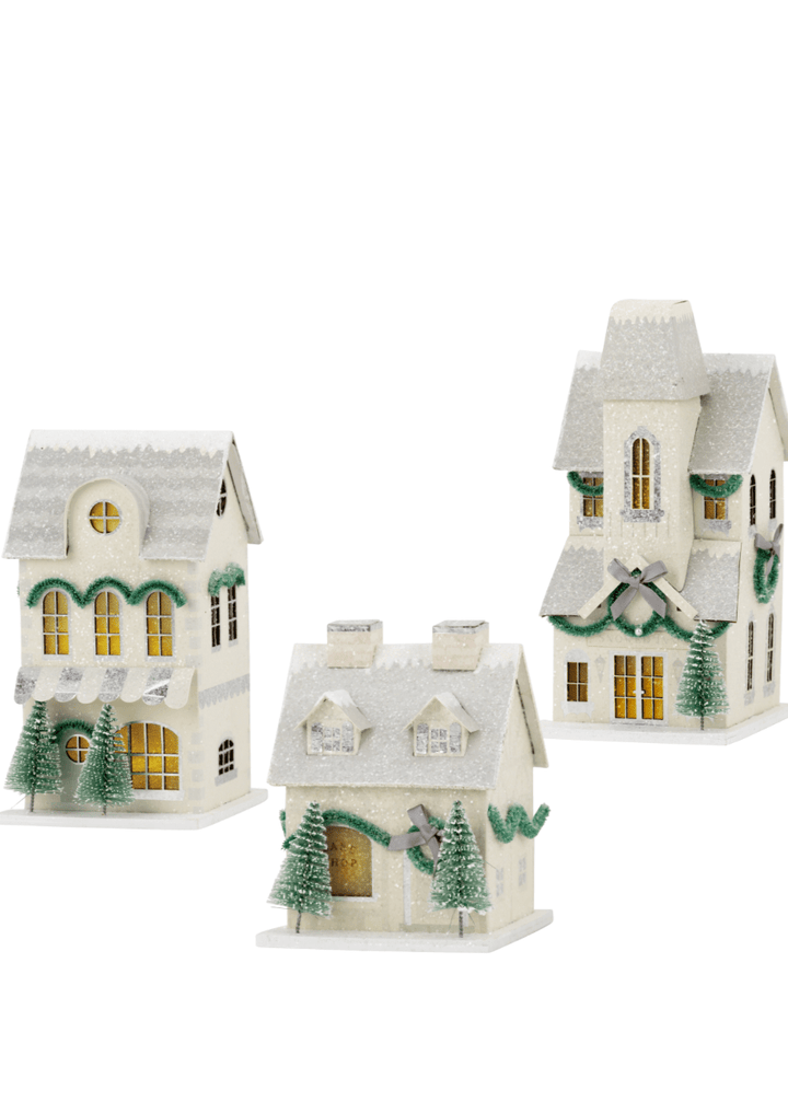Glitter Christmas Village - Winter - Clementine Home Floral Gift