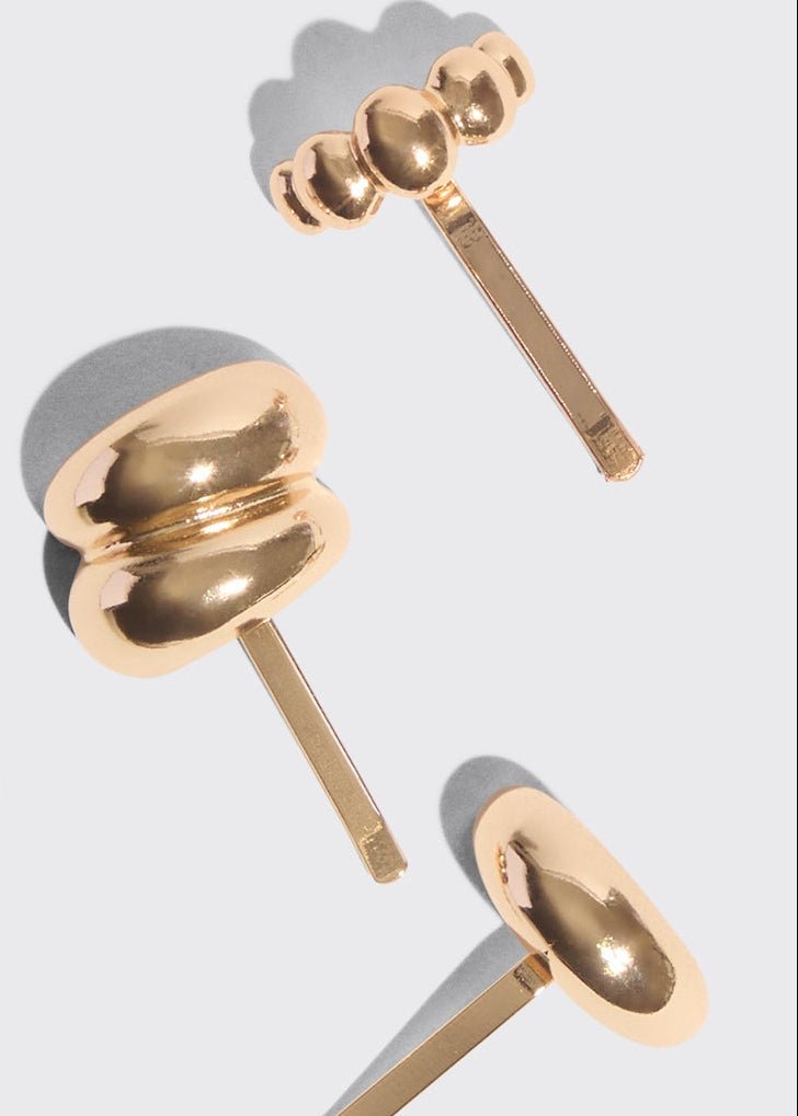 Gold Metal Pony Pins – 3 Piece Set - Clementine Home Floral Gift