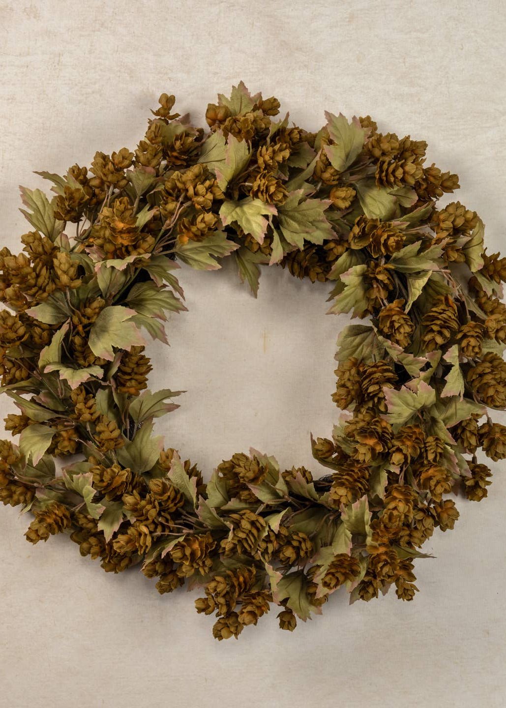 Green Hops Wreath with Fall Leaves - Clementine Home Floral Gift