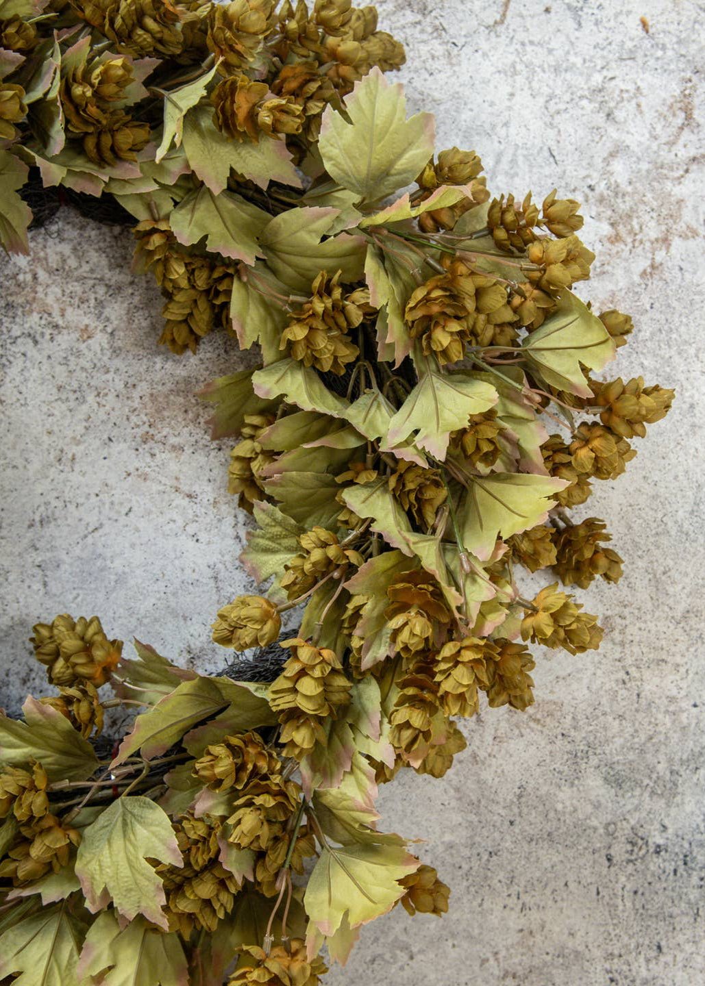 Green Hops Wreath with Fall Leaves - Clementine Home Floral Gift