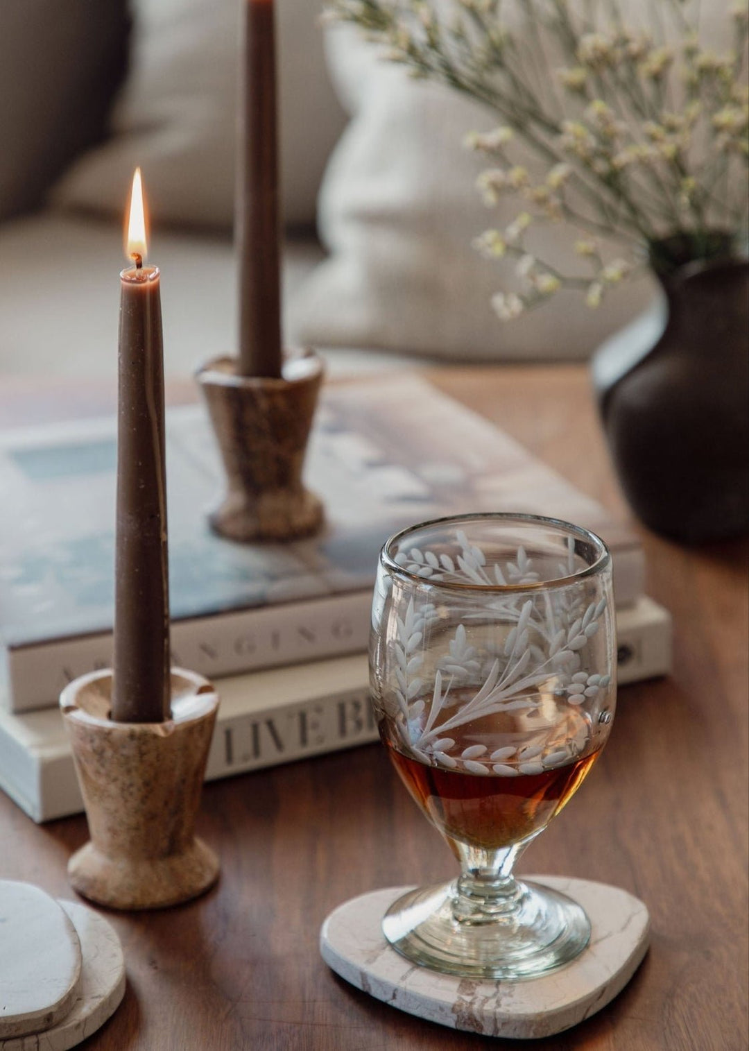 Hand - Etched Lua Glass - Clementine Home Floral Gift