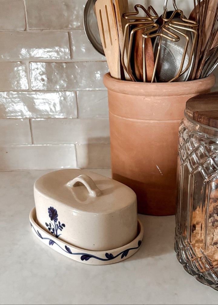 Hand - Painted Butter Dish - Clementine Home Floral Gift