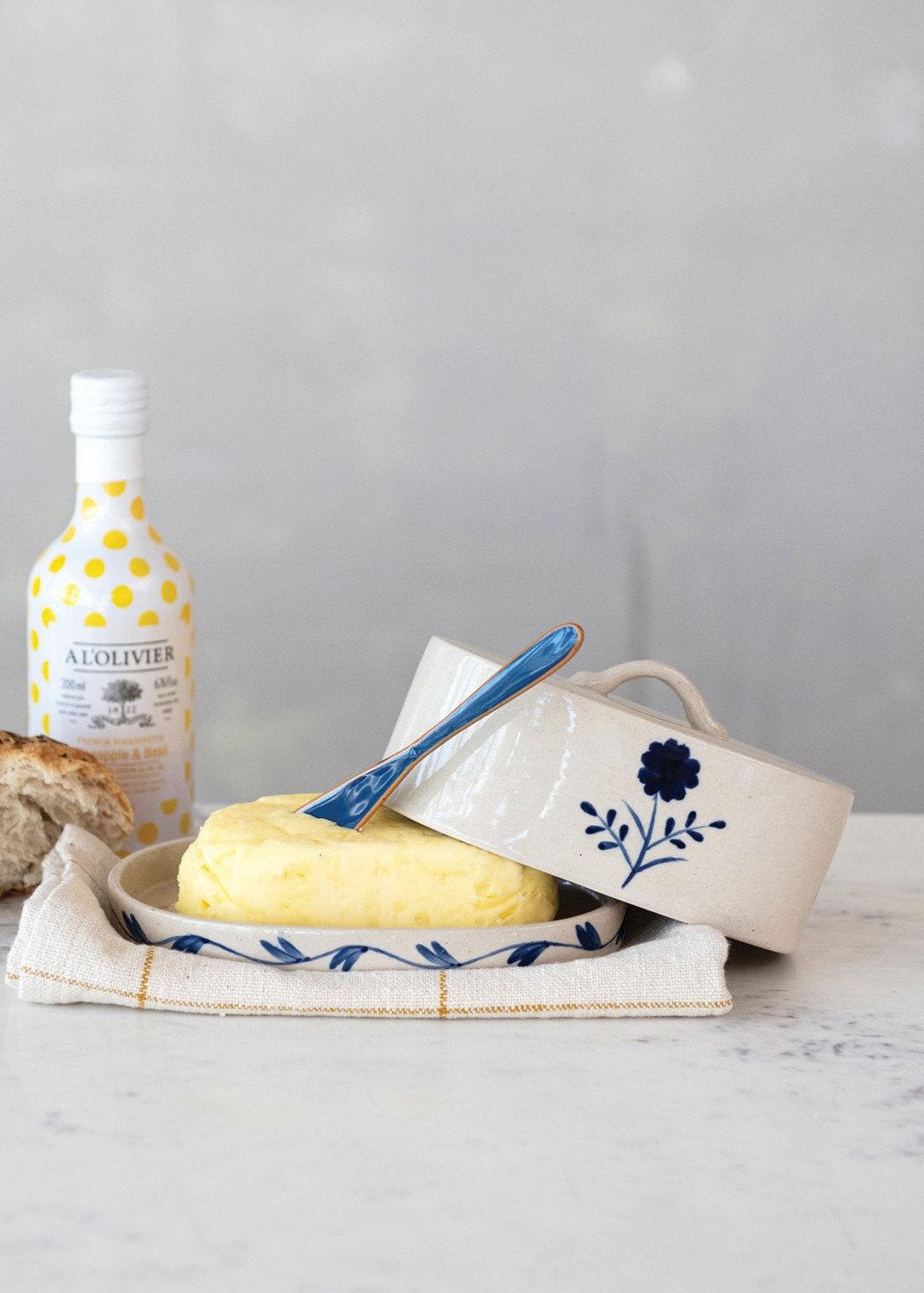 Hand - Painted Butter Dish - Clementine Home Floral Gift