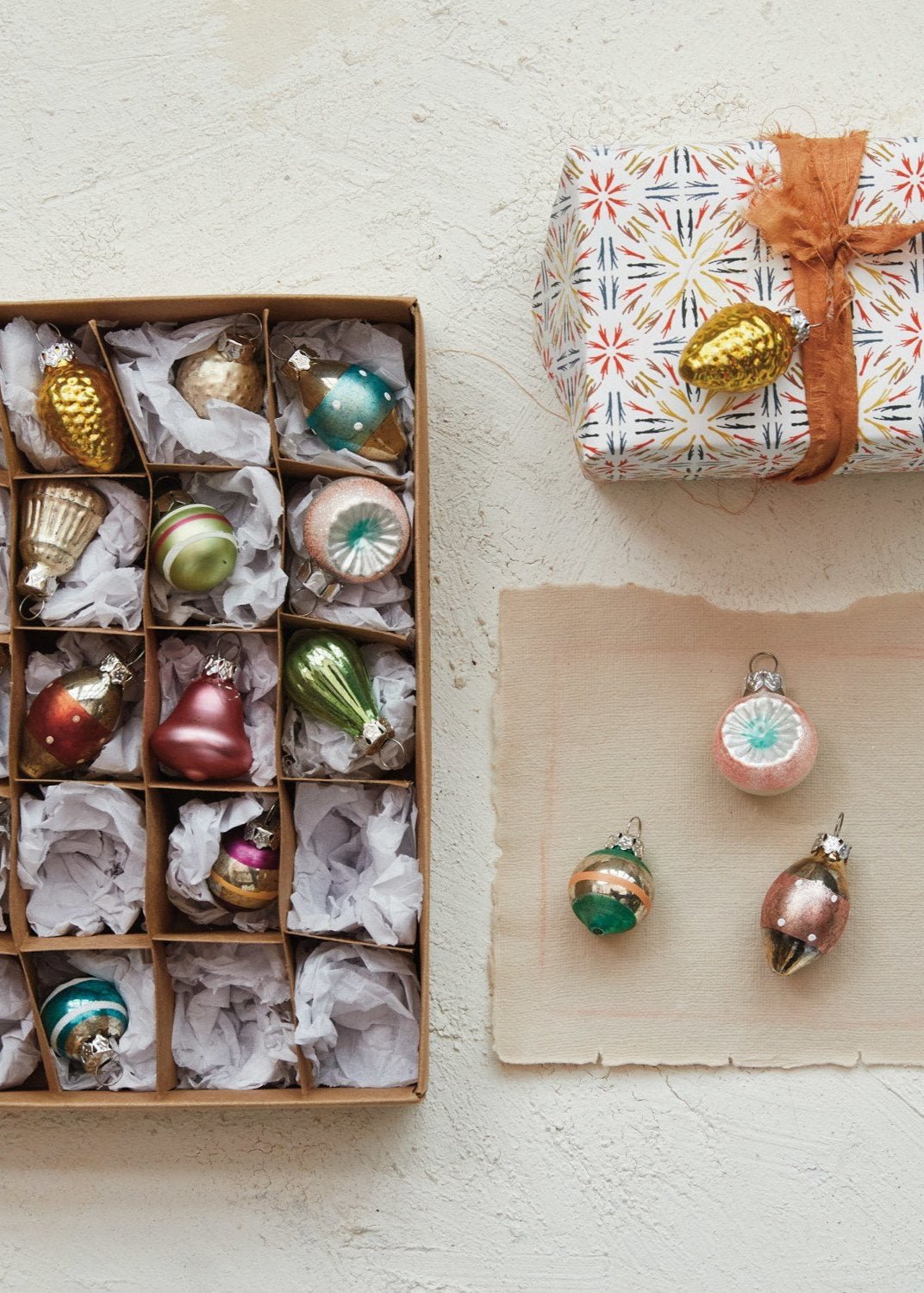 Hand - Painted Glass Ornaments – Boxed Set of 20 - Clementine Home Floral Gift