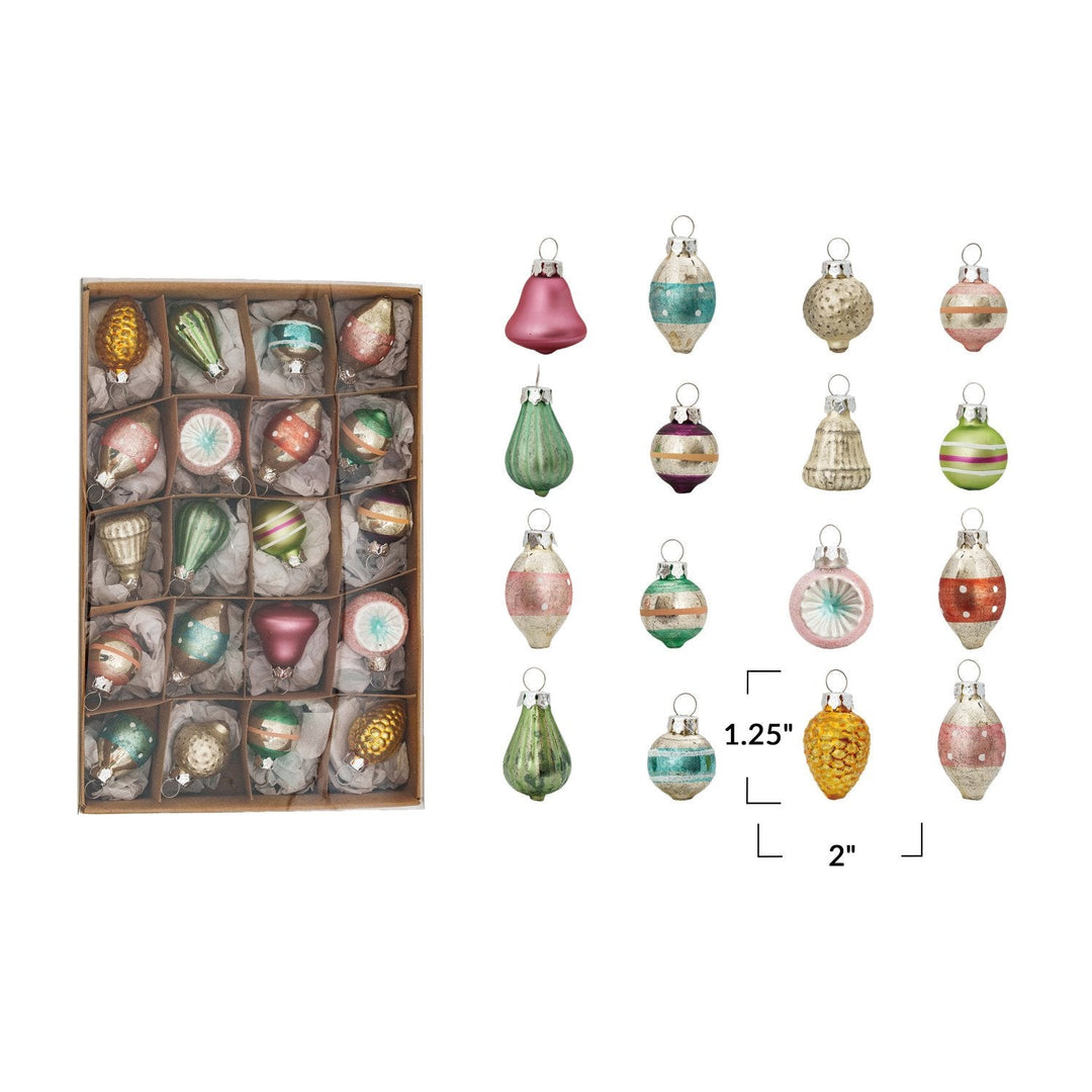 Hand - Painted Glass Ornaments – Boxed Set of 20 - Clementine Home Floral Gift