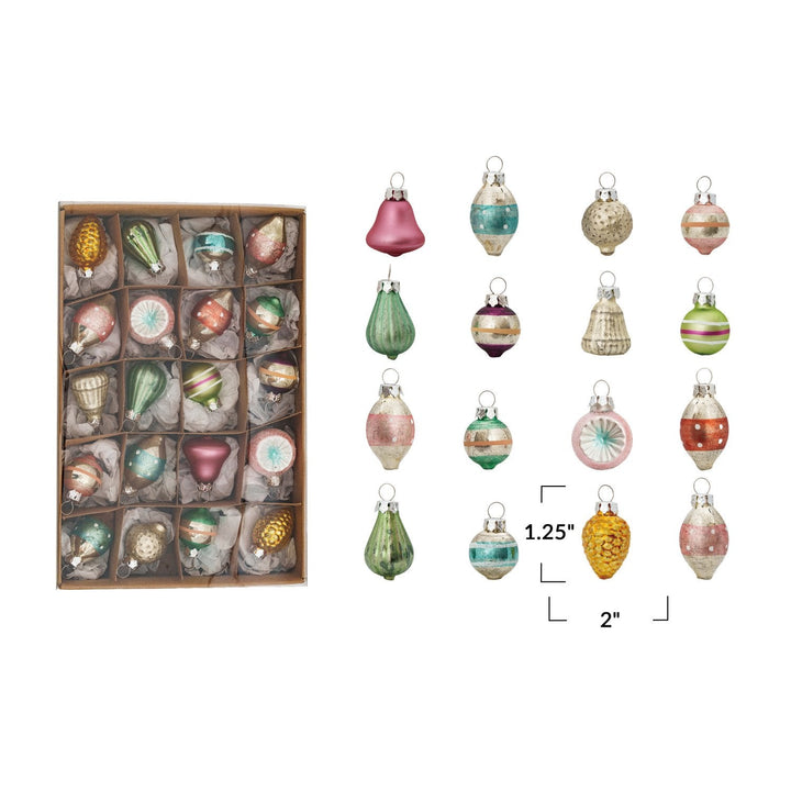 Hand - Painted Glass Ornaments – Boxed Set of 20 - Clementine Home Floral Gift