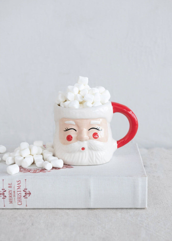 Hand - Painted Santa Mug - Clementine Home Floral Gift