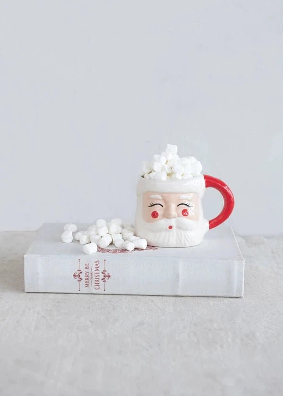 Hand - Painted Santa Mug - Clementine Home Floral Gift