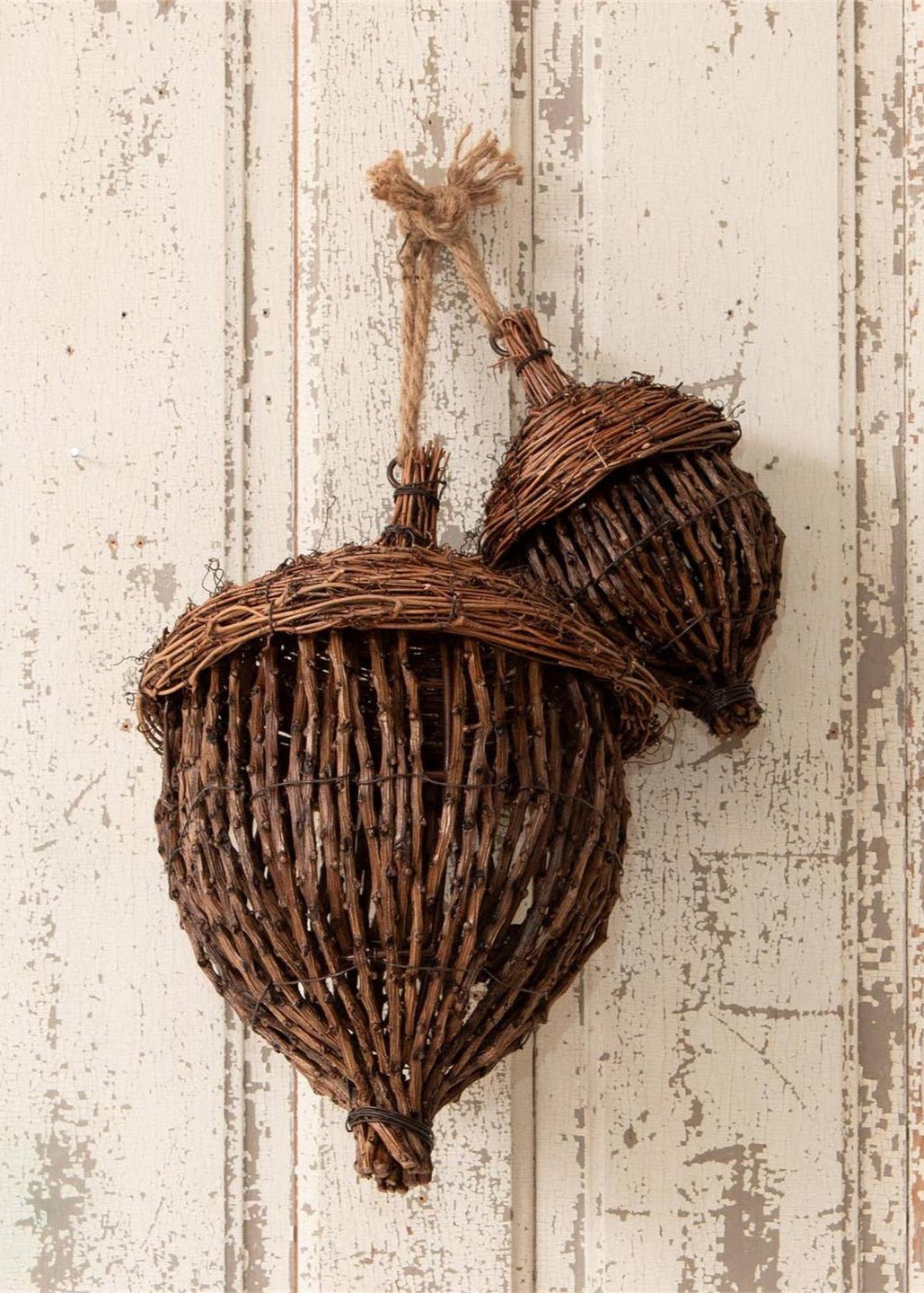 Hand - Woven Grapevine Acorns, Set of 2 - Clementine Home Floral Gift