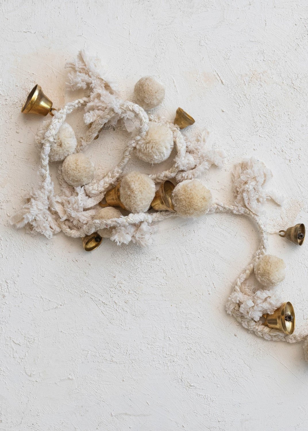 Handmade Wool & Cotton Blend Pom Pom & Bell Garland - Clementine Home Floral Gift