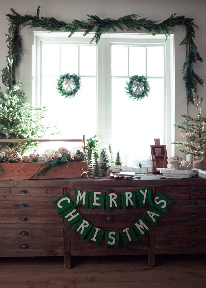 Handmade Wool Felt Banner “Merry Christmas” - Clementine Home Floral Gift