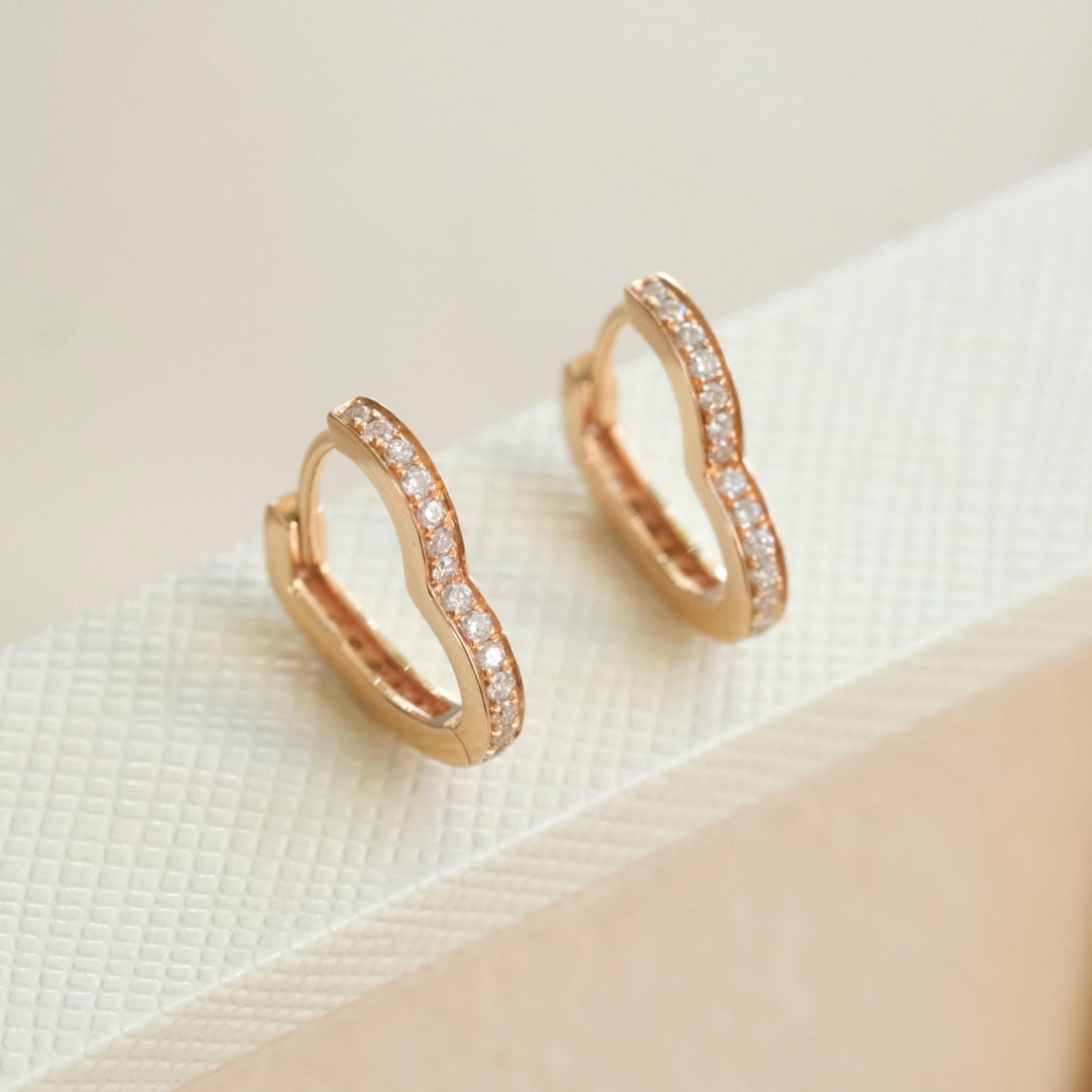 Heart Pave Hoop Earrings - Clementine Home Floral Gift