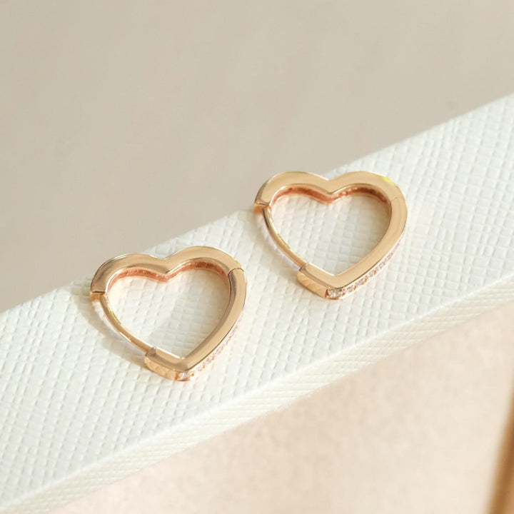 Heart Pave Hoop Earrings - Clementine Home Floral Gift