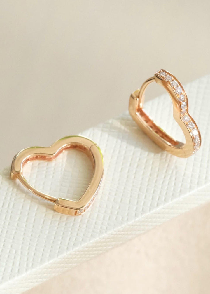 Heart Pave Hoop Earrings - Clementine Home Floral Gift