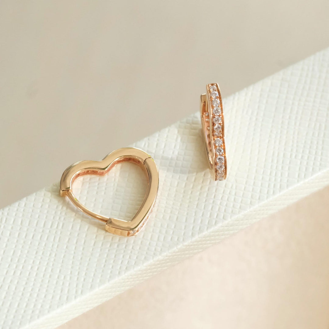 Heart Pave Hoop Earrings - Clementine Home Floral Gift