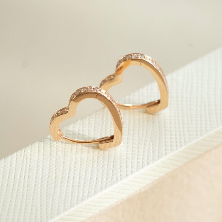 Heart Pave Hoop Earrings - Clementine Home Floral Gift