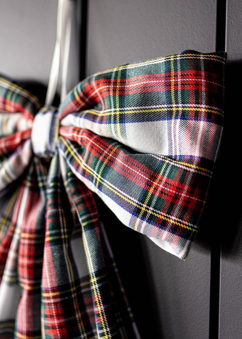 Holiday Red Plaid Fabric Bow - Clementine Home Floral Gift