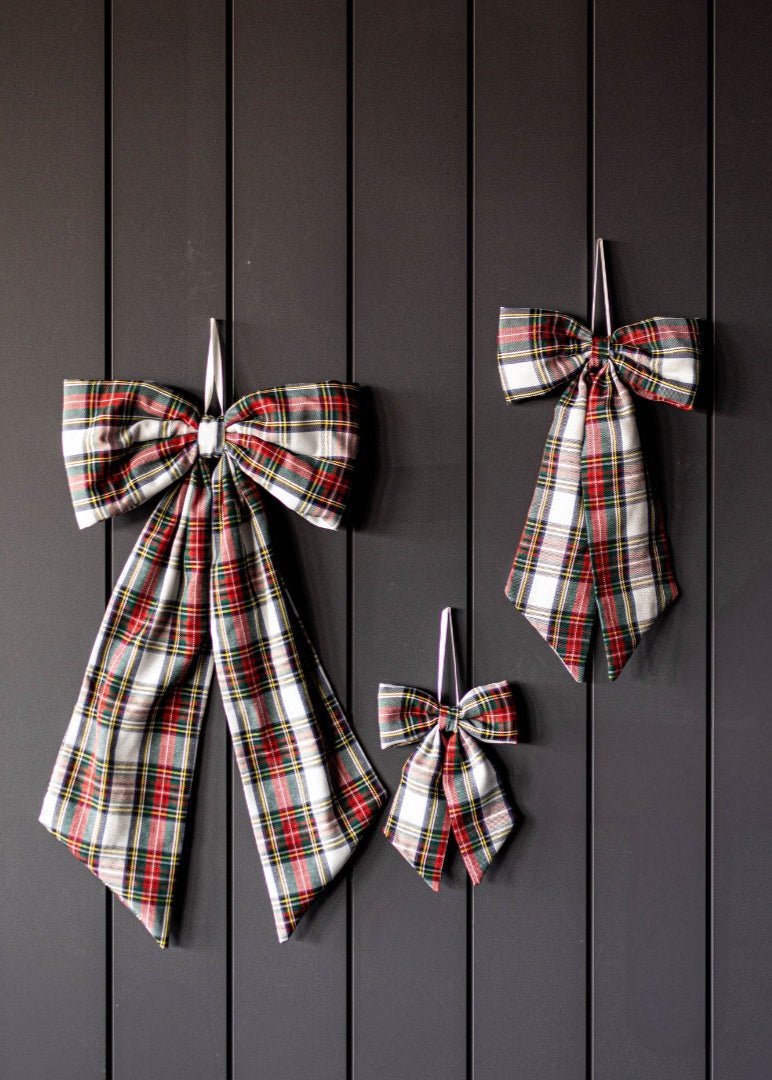Holiday Red Plaid Fabric Bow - Clementine Home Floral Gift