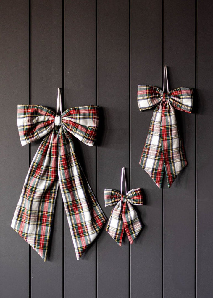 Holiday Red Plaid Fabric Bow - Clementine Home Floral Gift
