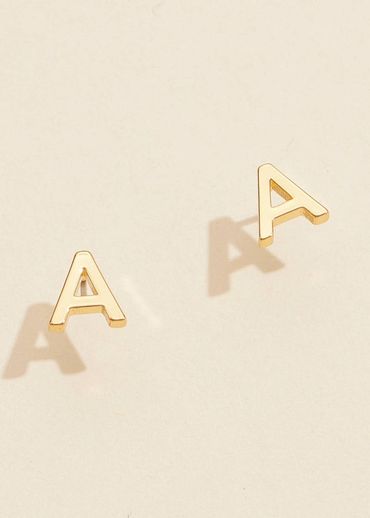 Initial Letter Stud Earrings - Clementine Home Floral Gift