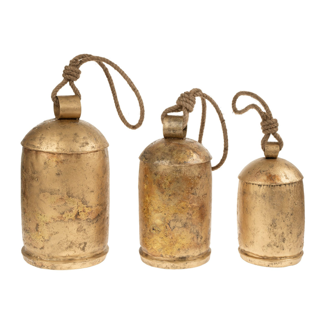 Jumbo Rustic Temple Bells, Set of 3 - Clementine Home Floral Gift