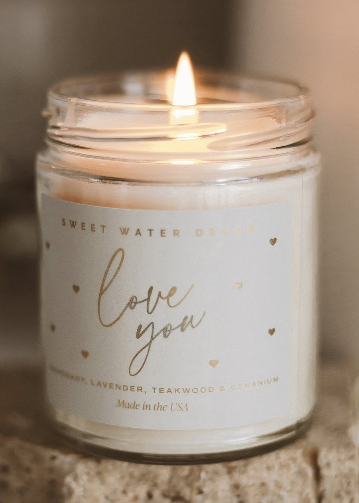 Love You Candle - Clementine Home Floral Gift