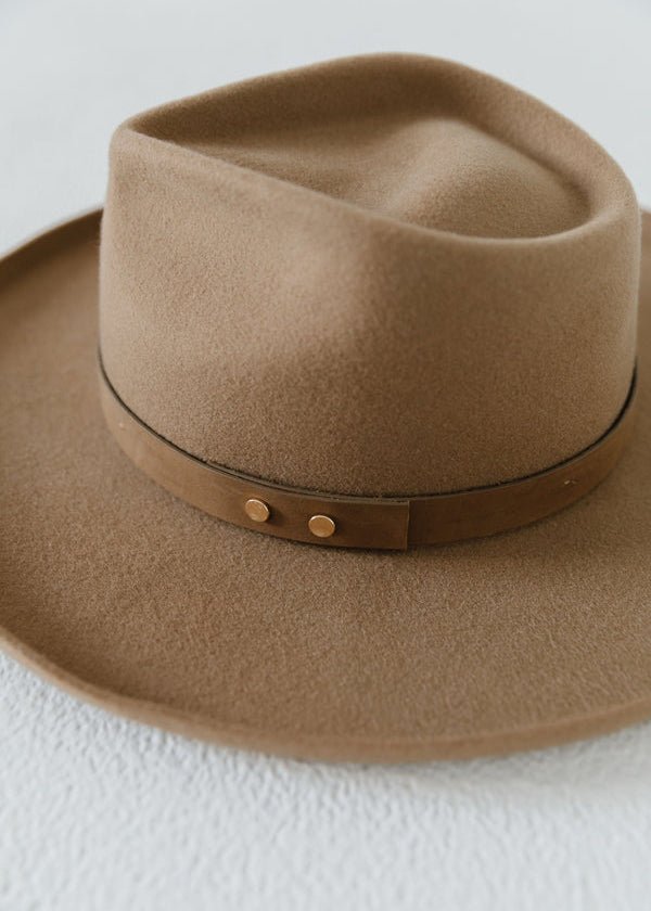 LUCA PENCIL BRIM TEARDROP FEDORA - Tan - Clementine Home Floral Gift