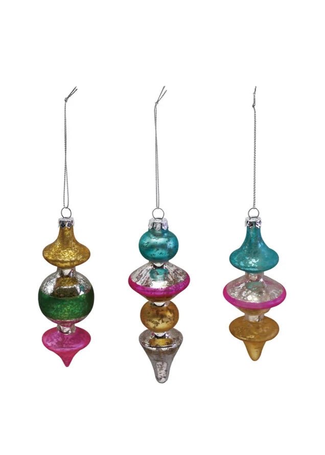 Mercury Glass Finial Ornament – Multi Color - Clementine Home Floral Gift