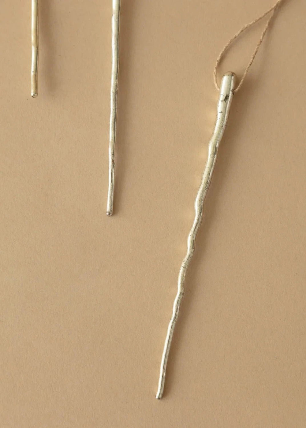 Mercury Glass Icicle Ornaments – Silver Finish, Set of 6 - Clementine Home Floral Gift