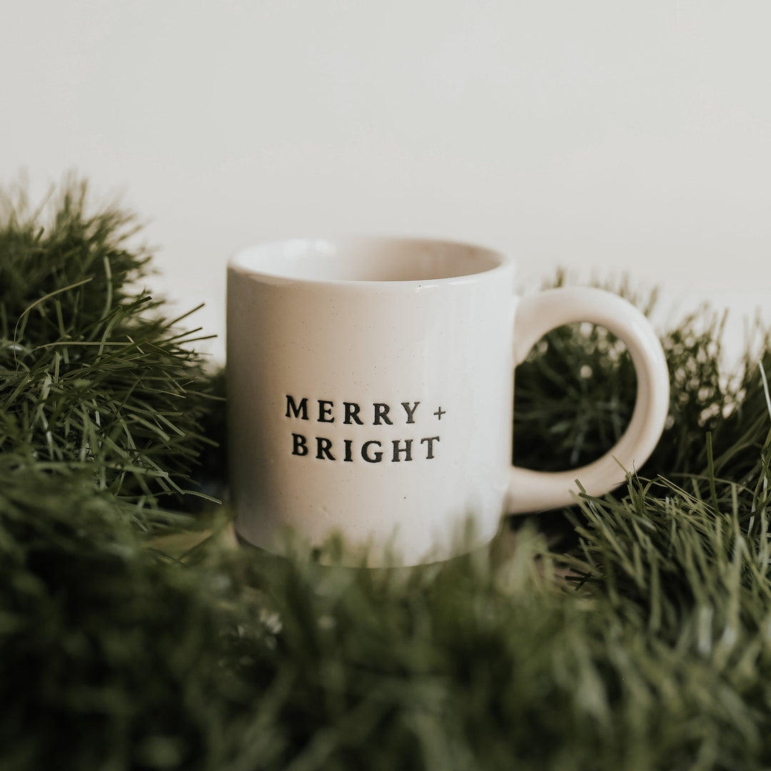 Merry & Bright Stoneware Mug ( Box 14 - Day 11) - Clementine Home Floral Gift