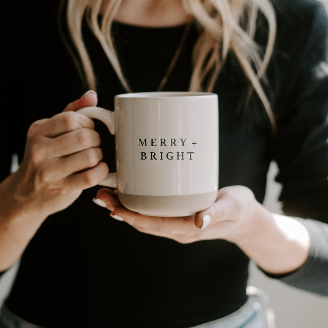 Merry & Bright Stoneware Mug ( Box 14 - Day 11) - Clementine Home Floral Gift