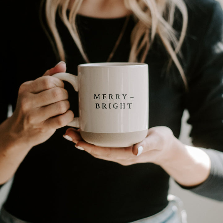 Merry & Bright Stoneware Mug ( Box 14 - Day 11) - Clementine Home Floral Gift