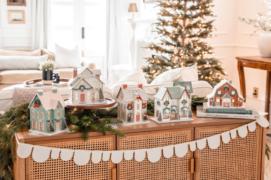 Merry Glitter Village, Set of 3 - Clementine Home Floral Gift