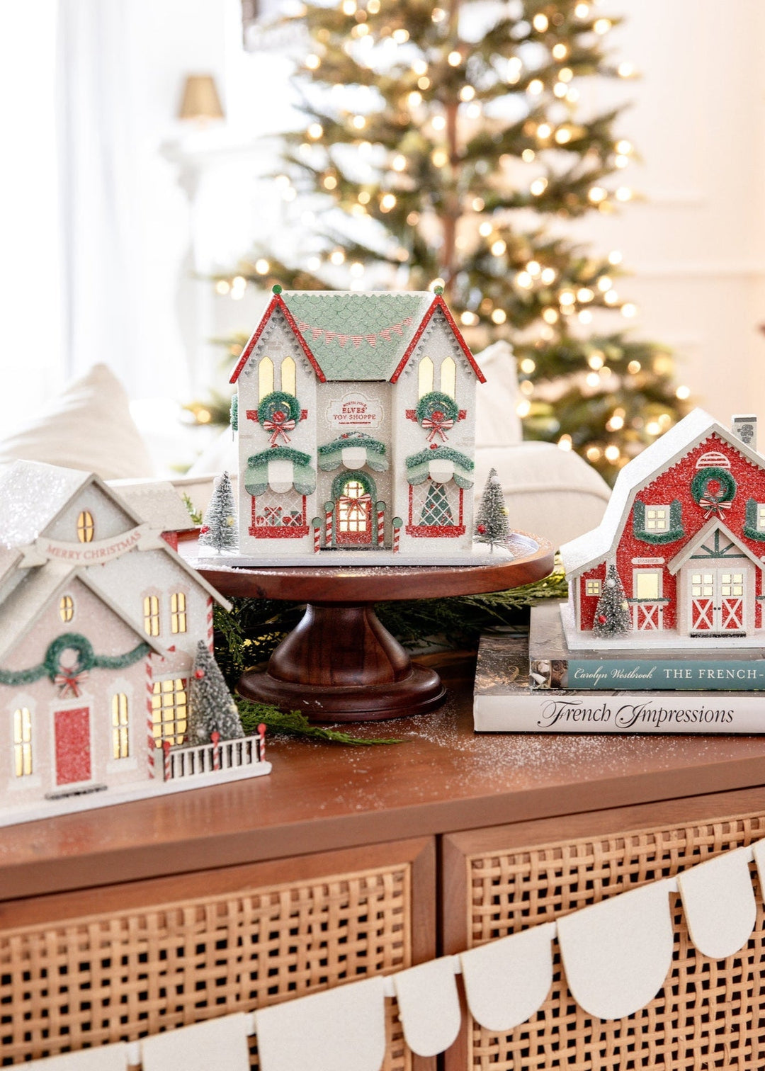 Merry Glitter Village, Set of 3 - Clementine Home Floral Gift